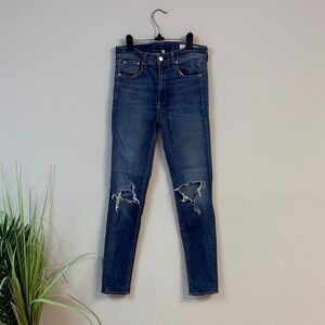 Rag & Bone High Rise Distressed Blue skinny Jeans in Bonnie size 28